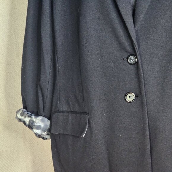 Chico's Black Rayon Nylon Span Two Button Print Lined Blazer Chico Size 3 US XL - Picture 7 of 16